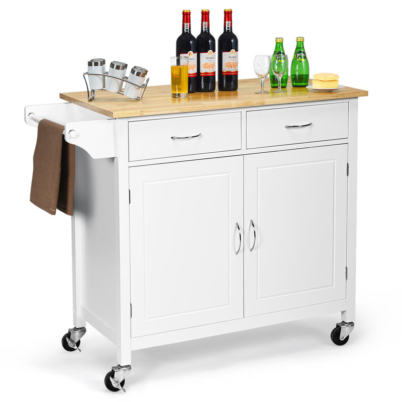 Chariot pour îlot de cuisine sur roulettes Cordilia, Blanc