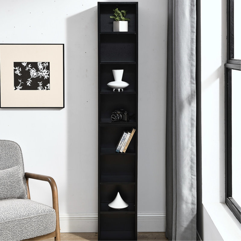 8 - Tier Media Tower Rack, Cd Slim Storage Cabinet, Multi Functional Double Bookcase For Home Office, Exquisite Combination Of Upper And Lower Cabinets, Stable Structure, Easy To Assemble, 3A