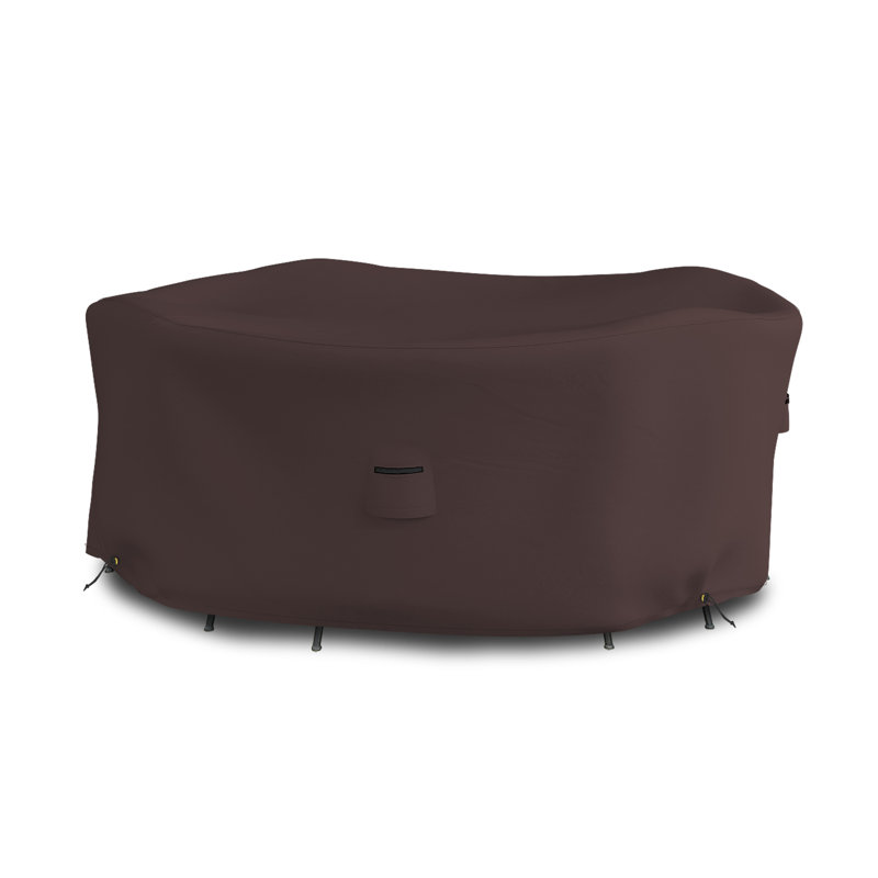 Housse robuste pour table ronde et chaise d'extérieur robuste et polyvalente, H 23 po x l 70 po, Café