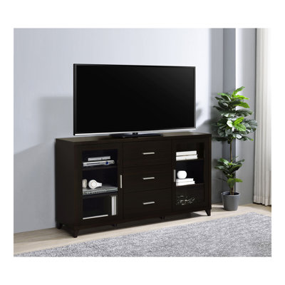 Nyler Cappuccino 3-Drawer Rectangular TV Console