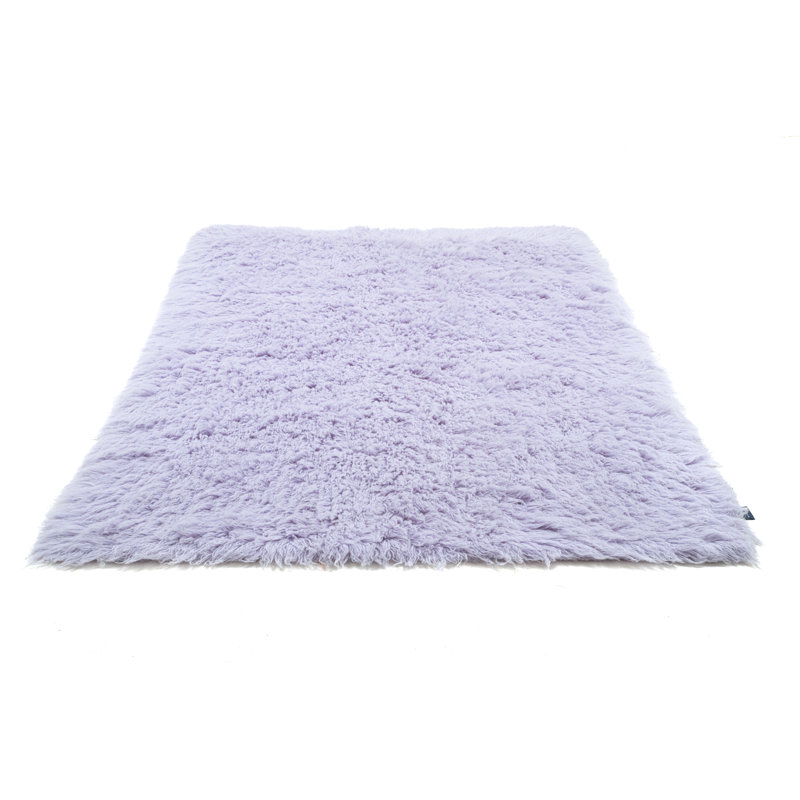 , Purple Fluffy, hand-woven flokati rug made of 100% virgin wool, Rectangle 140 x 190cm