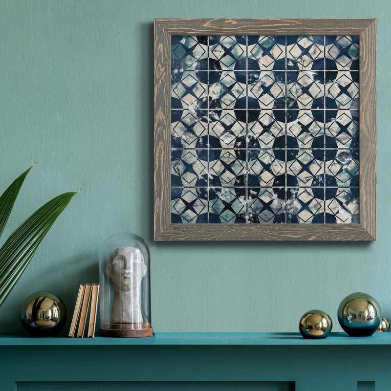 Toile encadrée de qualité supérieure Tile-Dye - prête à être accrochée, H 31,5 po x l 31,5 po x P 1,5 po, Encadré gris