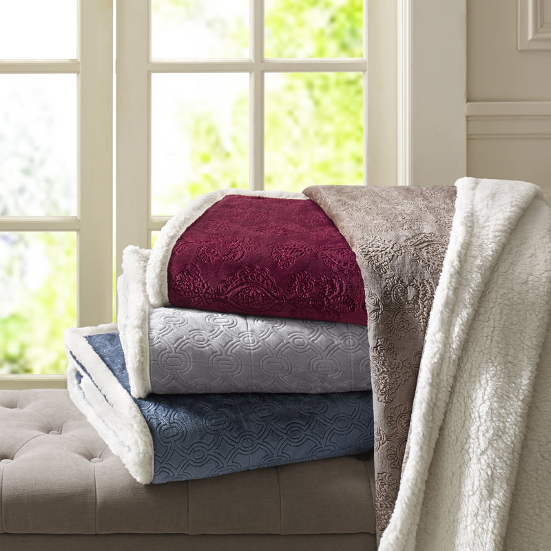 Elma Oversized Tan Plush Reversible Throw