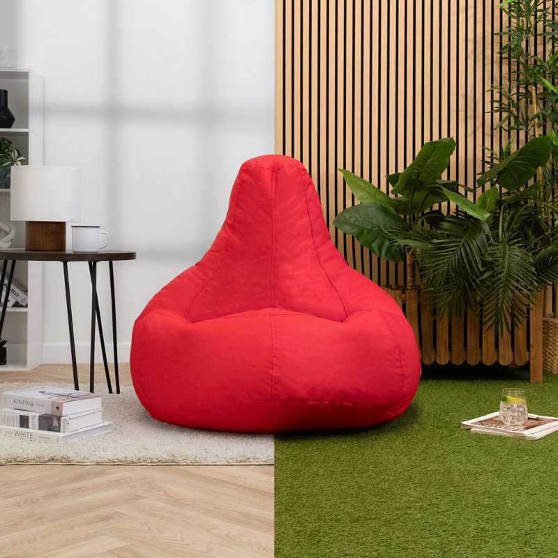 Bean Bag Bazaar Dalton Water-Resistant High Back Recliner Bean Bag, Red