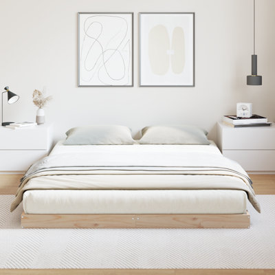 Floor Bed Frame Solid Pine Wood