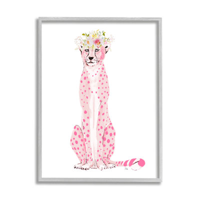 Guirlande de léopard rose, art de la giclée noire encadrée par Patricia Pinto