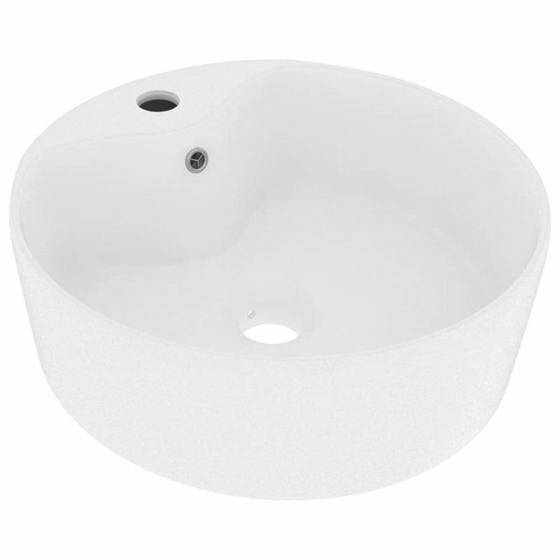 Belfry Bathroom Kyzer 360mm L x 360mm W Ceramic Circular Sink with Overflow, White