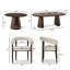 Ensemble de table de salle à manger extensible 47 "à 83" avec fauteuils rembourrés-1176249895