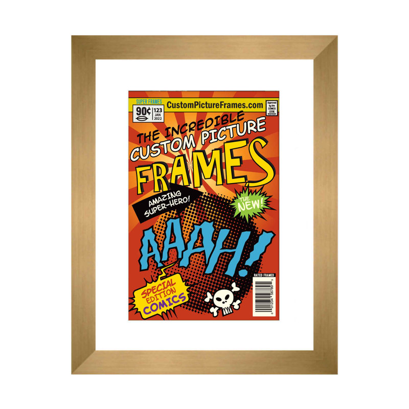Wood Picture Frame with Mat, Gold/White, 7.75" x 10.5"