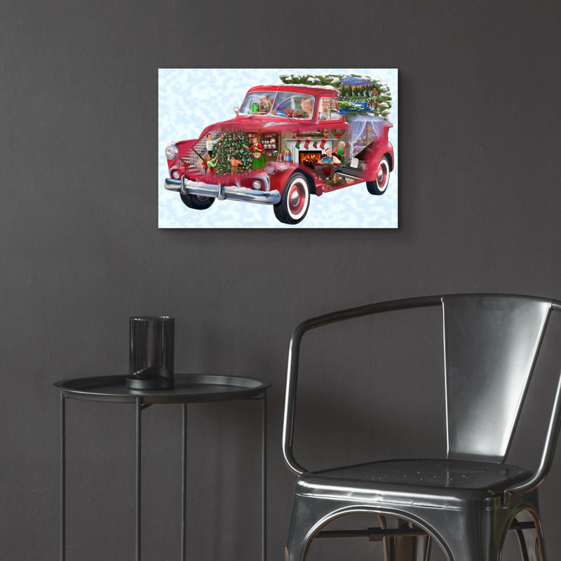 «Christmas Truck» par Bigelow, illustrations en verre acrylique, H 16 po x l 24 po x P 0,2 po