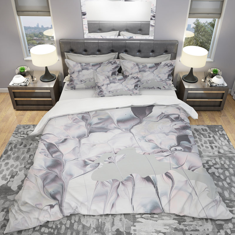 Polyester Weave / Muslin Abstract Duvet Cover, Full/Queen Duvet Cover + 2 Shams