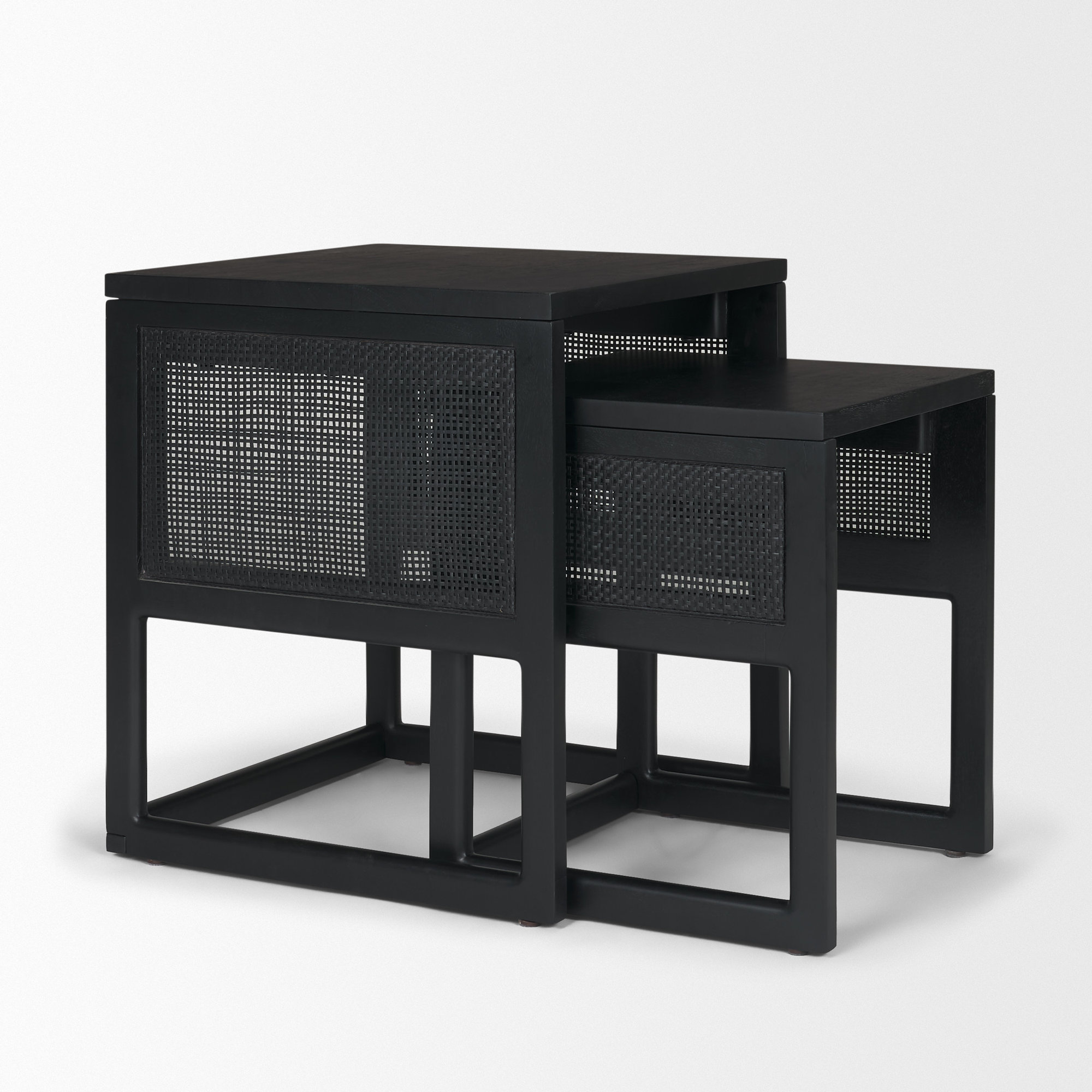 Cinna Solid Wood Nesting End Table, Black