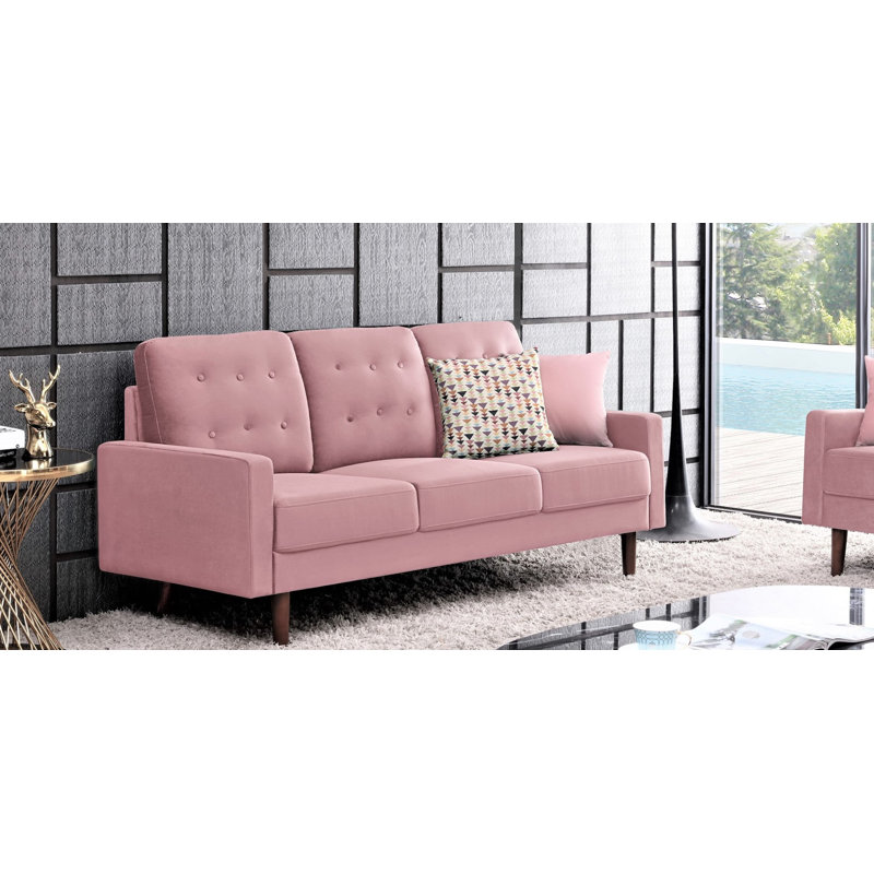 Kelleher 72'' Velvet Sofa, Tea Rose Velvet