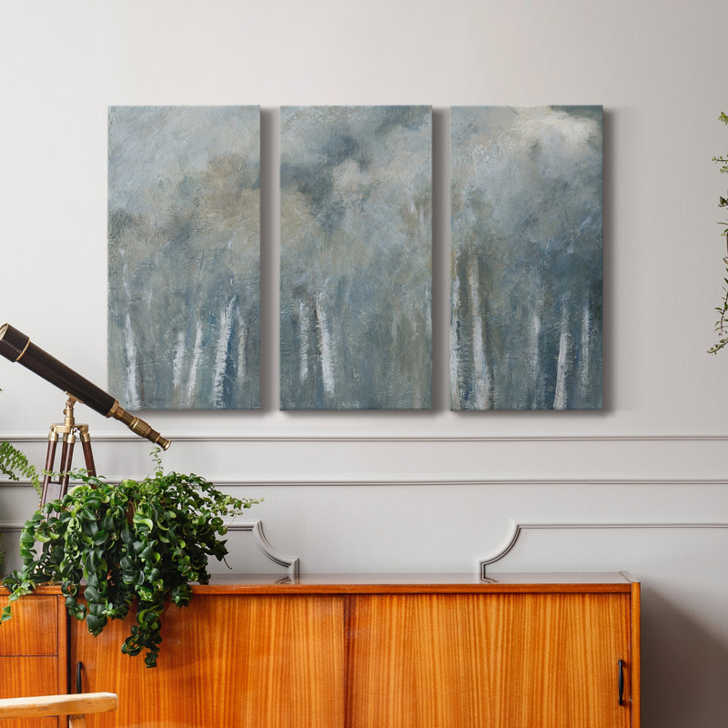 Birch Solitude - peinture sur toile tendue 3 pièces, H 27 po x l 54 po x P 1 po