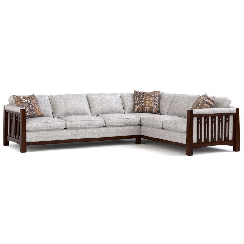 Highlands Sectional, Dark Brown Wood, Left Hand Facing