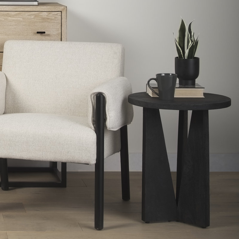 Table de bout en bois massif Camerron, Noir