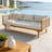 Kamanda Patio Acacia Wood 3-Seater Sofa with Rope & Water-Repellent Cushions-124585635