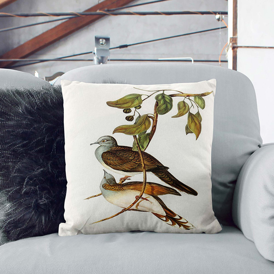 Barred-Shouldered Ground Doves by Elizabeth Gould Cushion with Filling