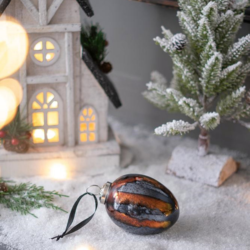Élégants ornements de Noël en forme d'œuf en verre, ensemble de 6, design pour décoration festive et cadeaux
