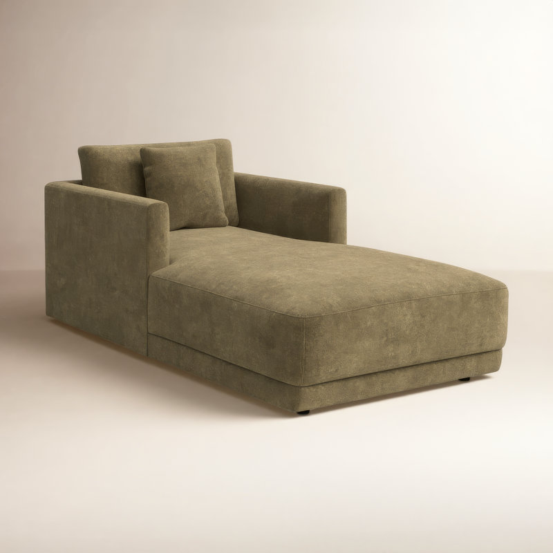 Bryn Chaise Lounge, Moss Olive Green Performance Chenille
