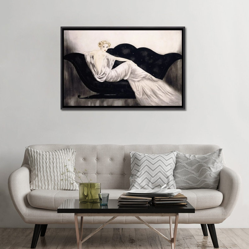 The Sofa, C.1937, 32" H x 48" W x 1.5" D, No Mat, Distressed Black Floater Framed Canvas