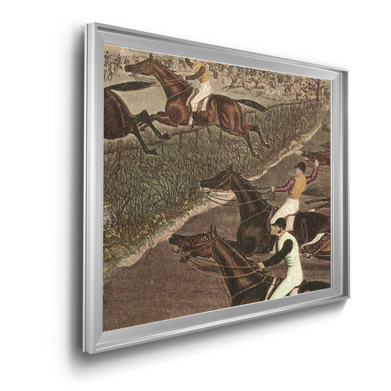 " The Grand Steeple Chase II ", 26.5" H x 36.5" W x 1.5" D, Silver