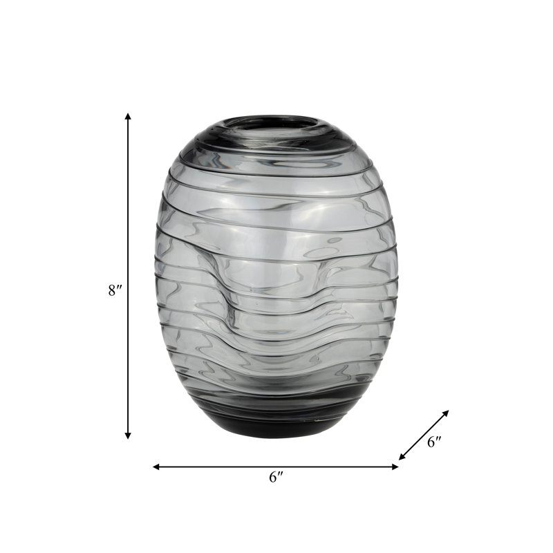 Flutur Handmade Glass Table Vase, 8" H x 6" W x 8" D