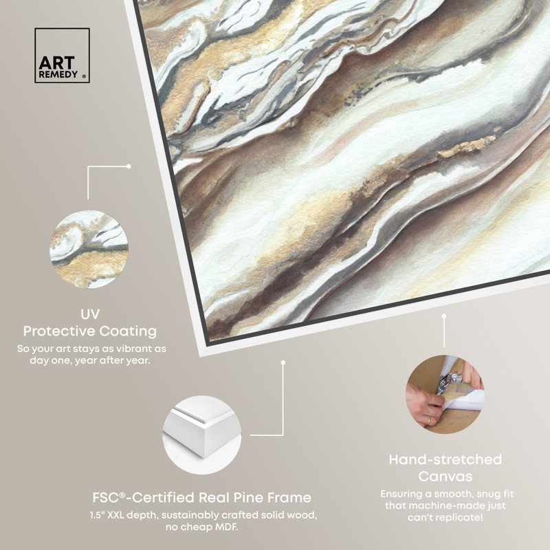 Art Remedy Neutral Lines I Framed Boho Abstract 1 Piece Canvas Wall Art 56654, White Framed, 37" H x 25" W