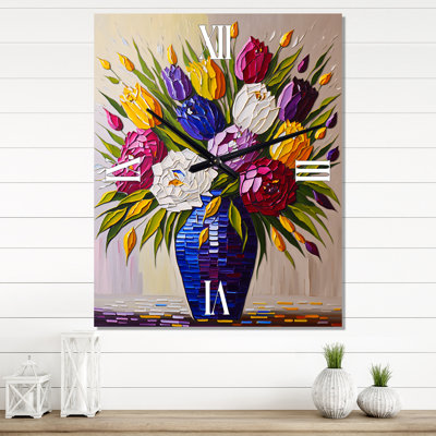 Horloge murale florale, horloge florale décorative