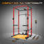 Râtelier électrique de 1 600 lb avec LAT Pulldown - Cage de gymnastique à la maison multifonctionnelle, station de presse de squat et de banc, système Dip Bar et poulie inclus - Rouge