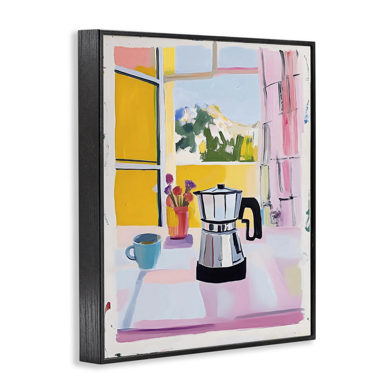 Estampe numérique de cuisine italienne Moka Pot, conçue par The Prints Vibe, Midnight Black Giclee Framed, 30 x 24
