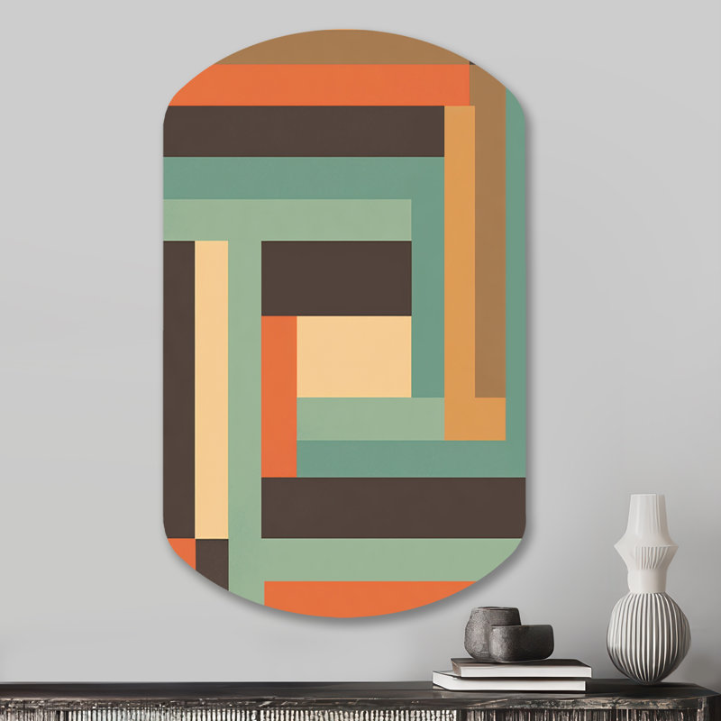 Art mural rétro en métal Mid-Century VI - Modern Midcentury Shape, H 31 po x l 19 po