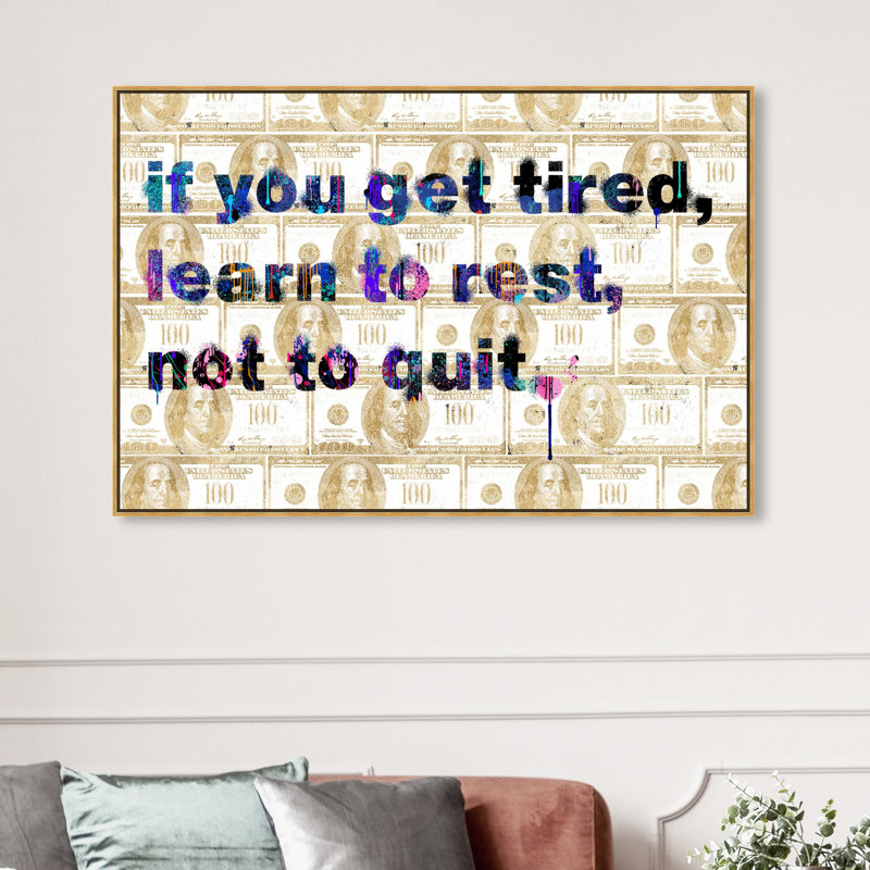 Apprendre à se reposer - Art textuel sur toile, H 36 po x l 54 po, Cadre flottant noir