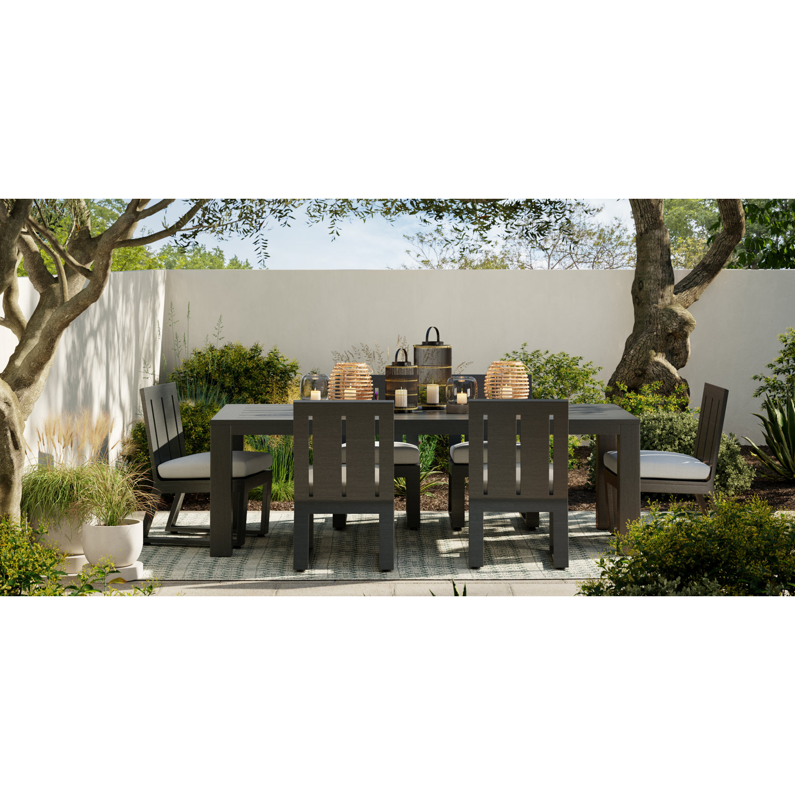 Georgie Premium All-Weather Wicker Outdoor Dining Side Chair with Sunbrella® Cushion, Cast Silver Sunbrella®