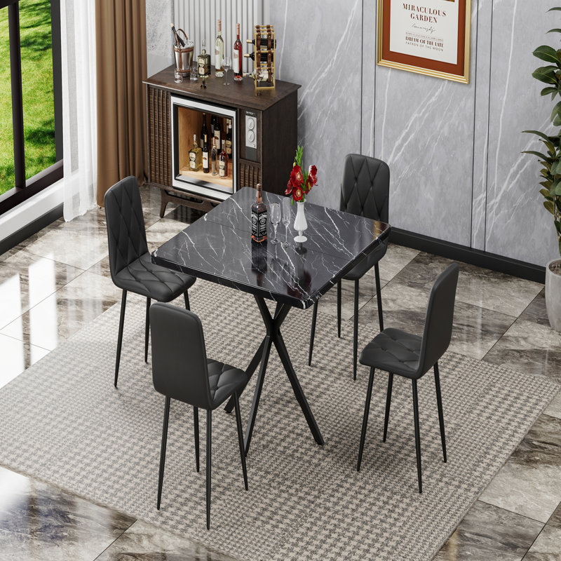 Table de salle à manger carrée, table de salle à manger carrée moderne pour 4 à 6 personnes, table basse pour la salle à manger de cuisine, bureau, espace