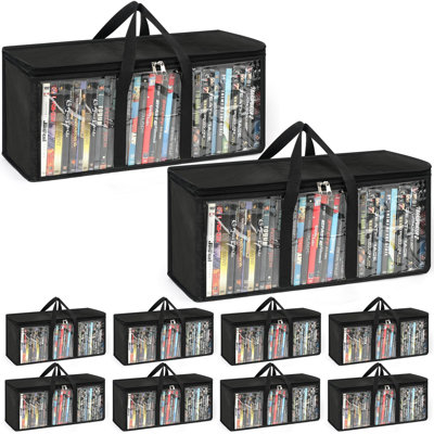 10 Pack DVD Storage Bags Clear PVC Media Organizer With Zipper And Handles Stackable DVD Storage Case For Albums Video Games Movie Cases VHS Box Blu Ray Storage Holds 350 Pcs Dvds