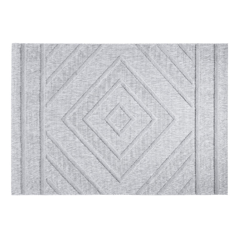 Tapis gris élégant (6,6 x 9,5 pi), 100% polypropylène, d'une hauteur de poils de 11 mm | Tissé à la machine avec une base en coton / jute durable, 89600 points de fil | Facile à nettoyer, parfait pour le salon et la chambre à coucher