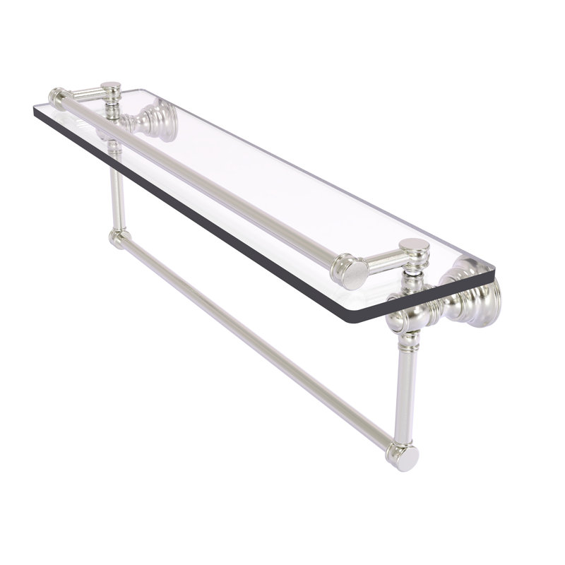 Étagère murale en verre Freyja Gallery, H 5,54 po x l 22 po x P 7,4 po, Nickel satiné