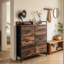 Rustic Brown Chest of 6 Soft Fabric Drawers, Freestanding Rustic Style Storage Dresser Unit with Sturdy Frame, Multi-Function Organizer for Bedroom, Closet and Living Room Daily Use
