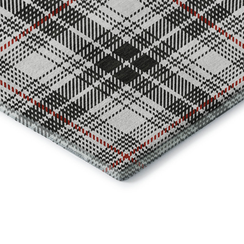 Premium Machine Washable Natoma AMF993 Plaid Rug, Rectangle 5' x 7'6"