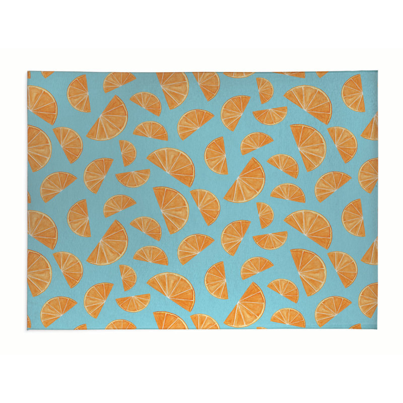 Tapis de bureau léger Summer Oranges, L 48 po x P 72 po, Turquoise