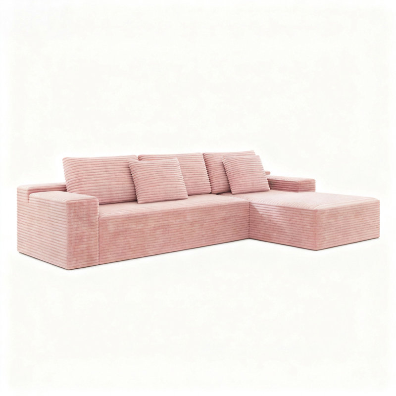 Canapé modulaire 104,3 x 68,9 po, Rose, Orienté à droite
