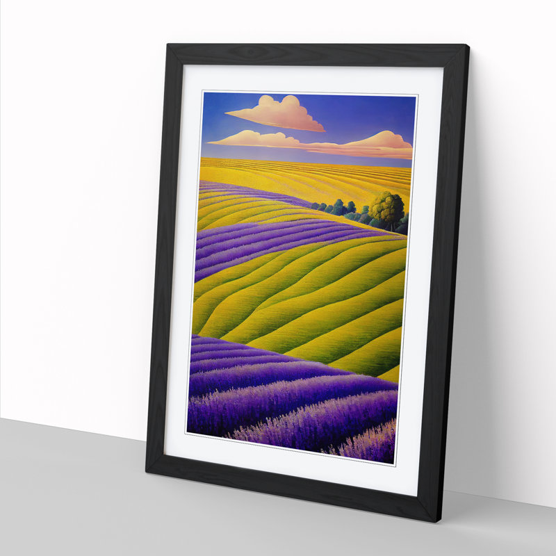 Lavender Field Painting Vol.4 - Picture Frame Print, Black, 64cm H x 46cm W x 2cm D