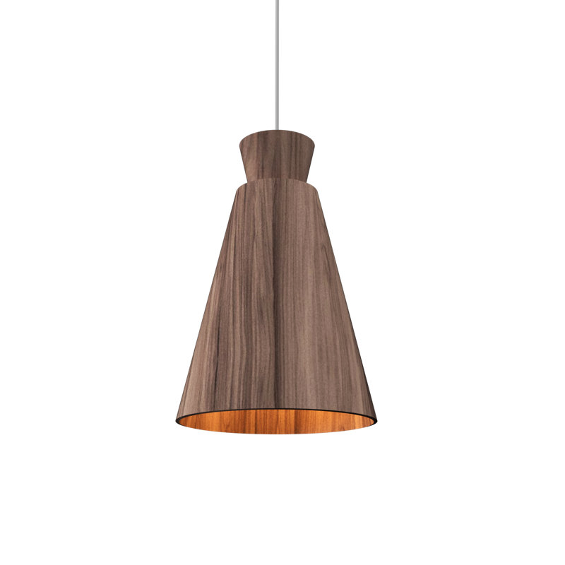 Luminaire suspendu simple à 1 lumière Conical, Noyer noir