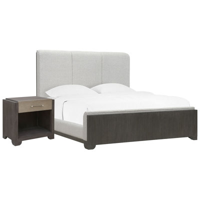Inzillo California King Upholstered Panel Bed With Open Nightstand