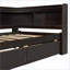 Lit plateforme simple en bois de pin avec bibliothèques en forme de L, ports USB et amp; Tiroirs - Espresso, aucun sommier nécessaire