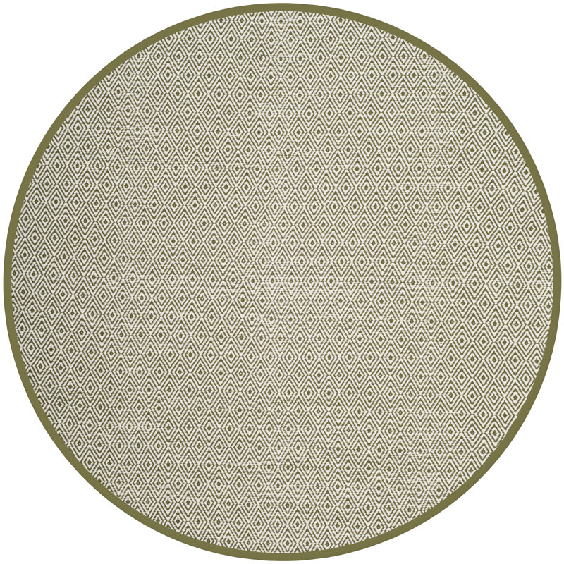 Akihiro Hand Woven Cotton Geometric Rug, Round 6'