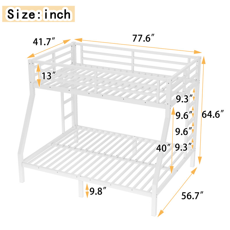 Twin Over Full Black Bunk Bed with Steel Frame, Space Saving Design for Everyday Use
