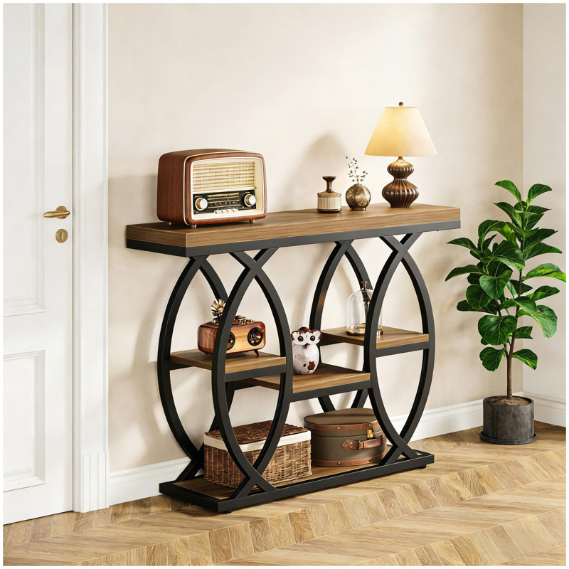 Classic Entryway Table,Practical Console Table,Steady Sofa Table, Black/Brown