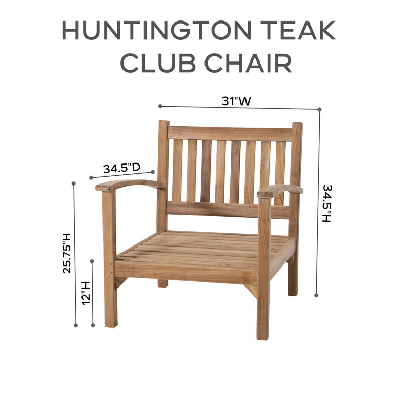 Huntington 7 Piece Teak Loveseat Seating Group with Sunbrella Cushions, Granite Sunbrella®